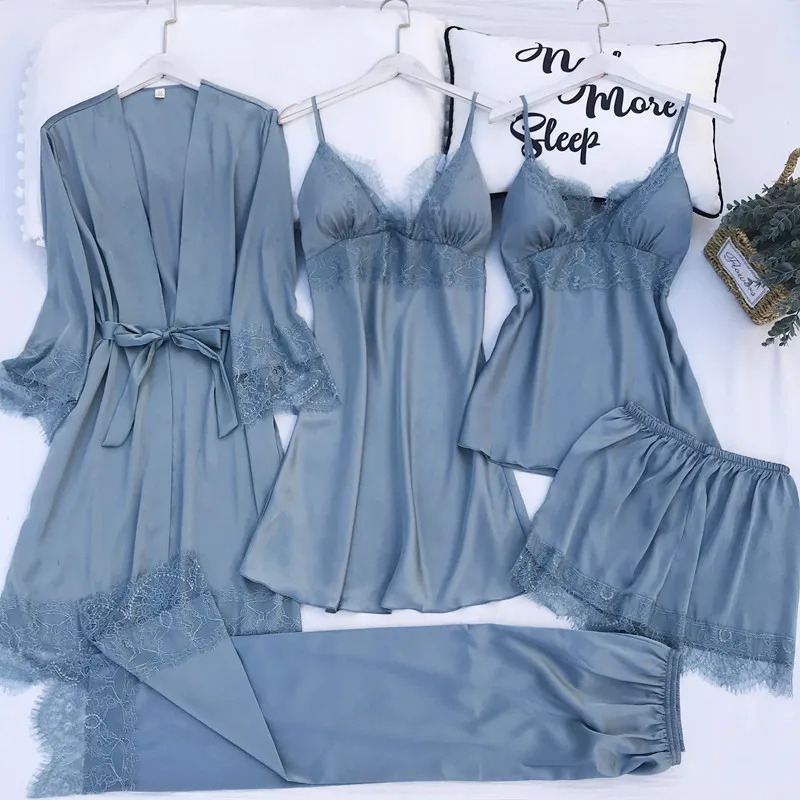Robe Silk Women - Pajamas Set Silk Satin Womens Lace