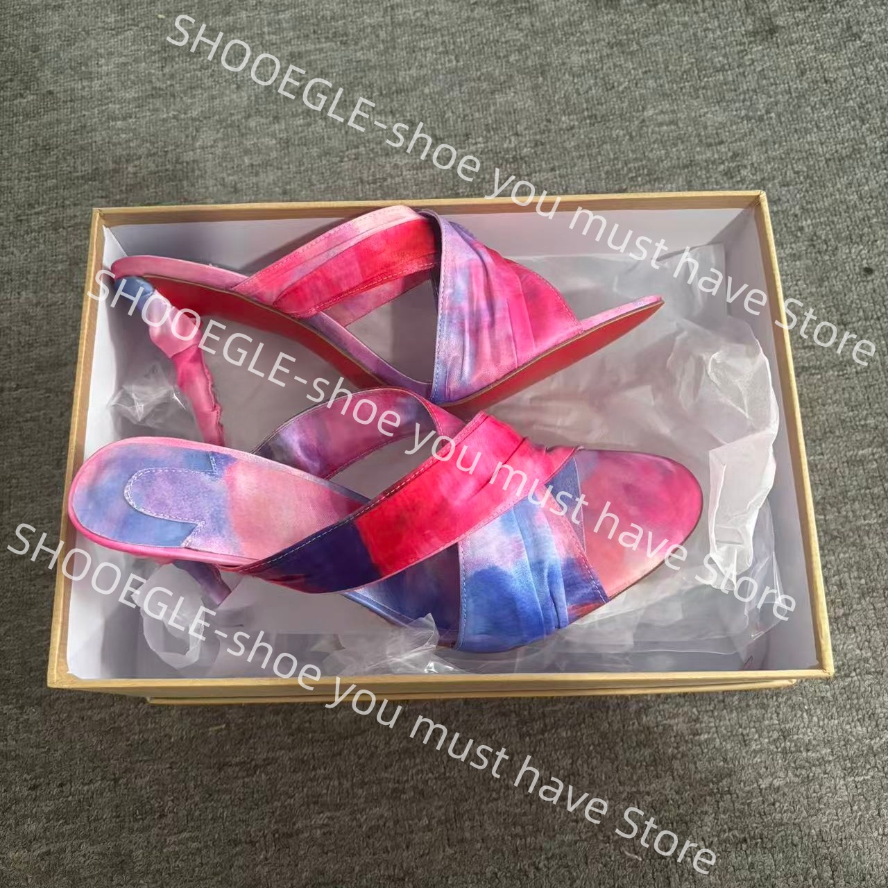 Women's Pink-Blue Tie-Dye Sati - Slip Dress Satin 评论和价格