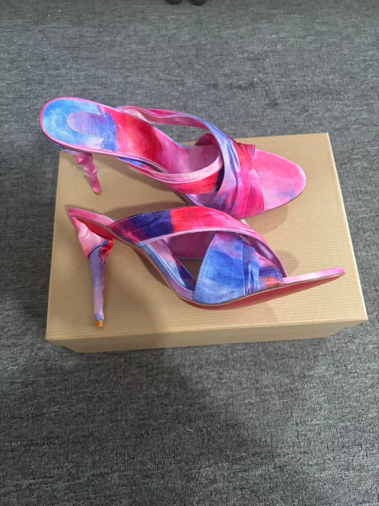 Women's Pink-Blue Tie-Dye Sati - Slip Dress Satin 评论和价格