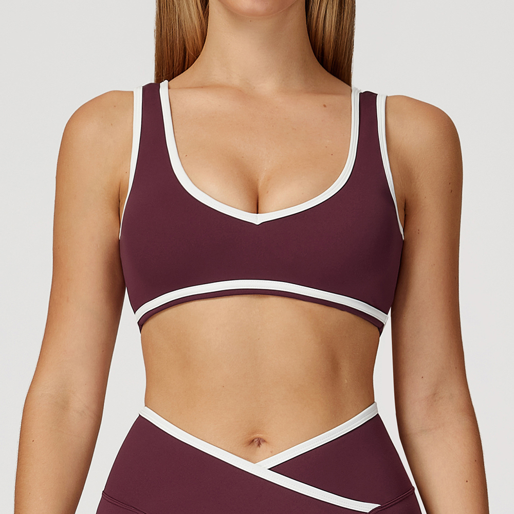 V-Neck Sports Bra Women Top Pu - Push Up Bra Padded 评论和价格