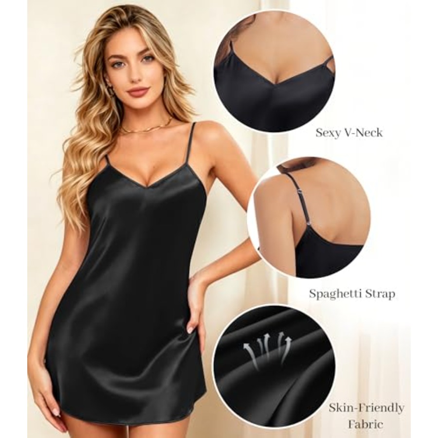 ETOSELL Womens Satin Nightgown - Babydoll Chemise Night 评论和价格