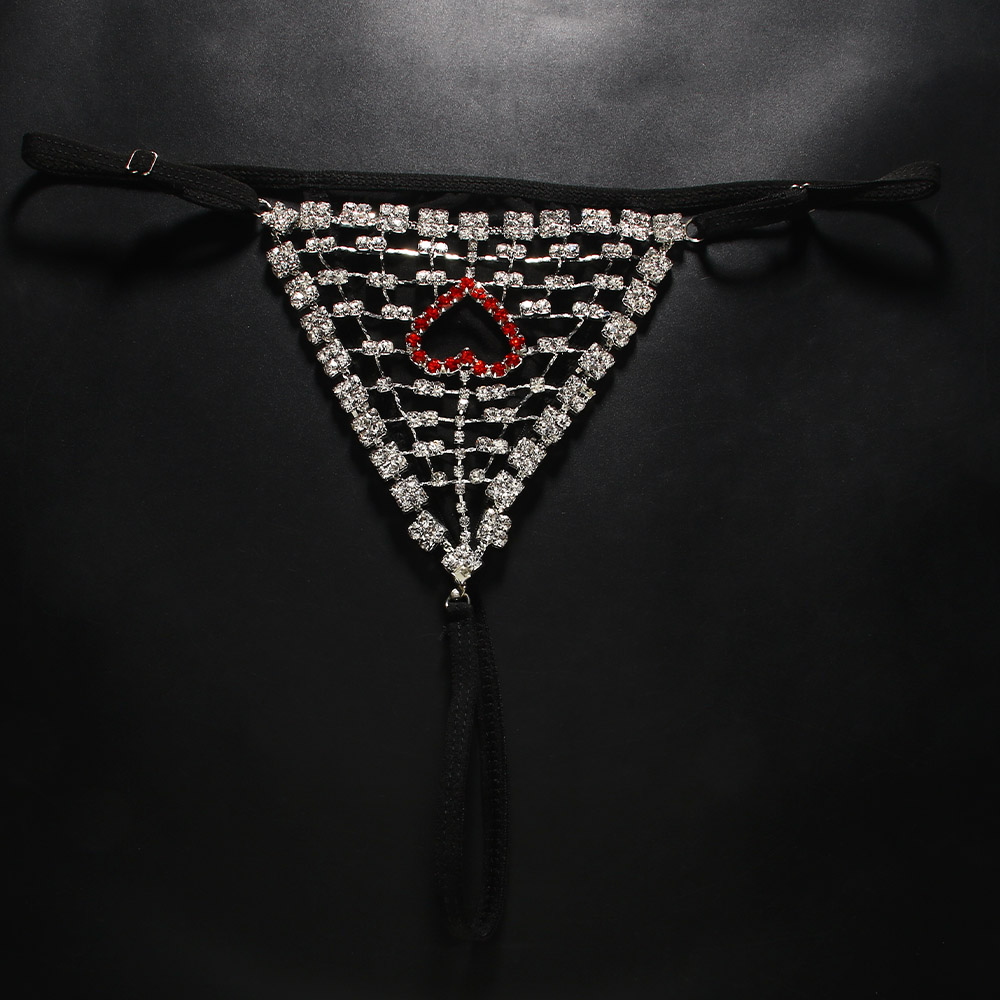 Rhinestones Heart Hollow Thong - Thong Bikini Women 评论和价格