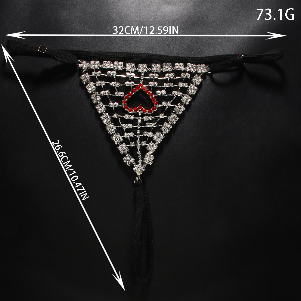 Rhinestones Heart Hollow Thong - Thong Bikini Women 评论和价格