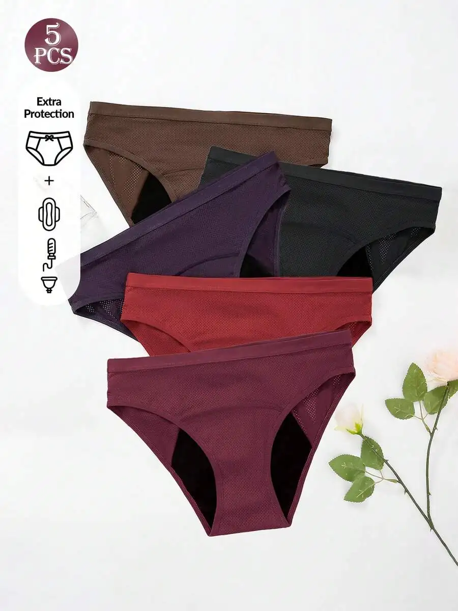 5 Pcs Women Solid Color Absorb - Period Panty Absorbent 评论和价格